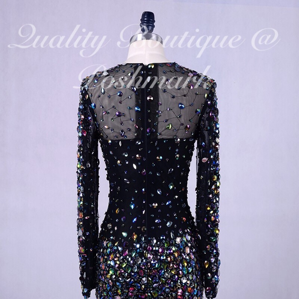 Gothic Queen Bridal Feather Rhinestone Gown,2-22W - Picture 3 of 8